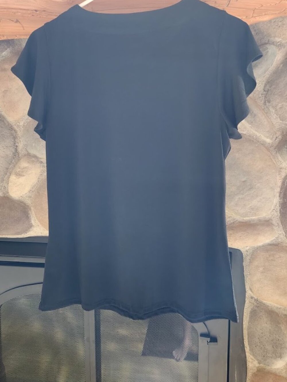 Adrianna Papell Black Top with Decorative Neckline - Like New! - Picture 4 of 4